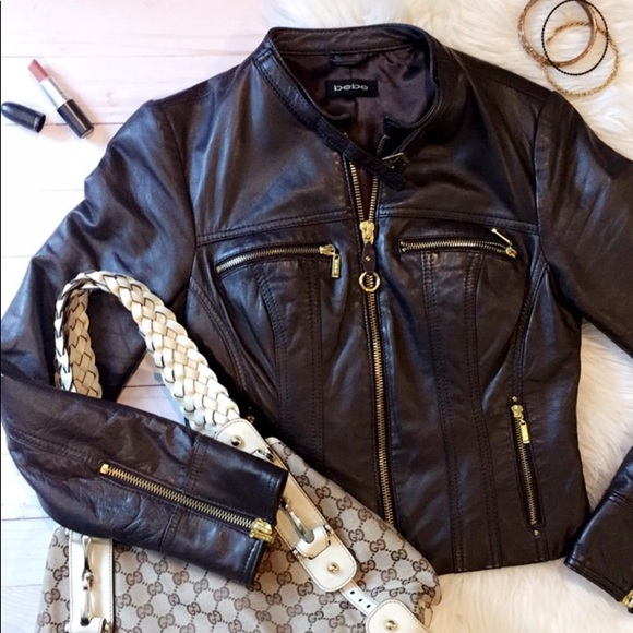 bebe Jackets & Blazers - Vintage BEBE brown leather jacket